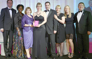 Diane Palmer receiving the mental health award at the Nursing Standard Nurse Awards ceremony [Picture: Crown copyright]