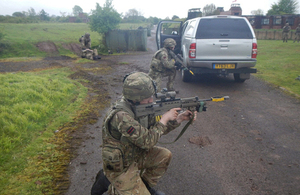 Soldiers from 2nd Battalion The Rifles practise escort duties during their pre-deployment training [Picture: Crown copyright]