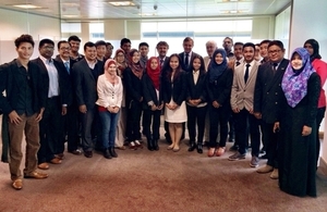 Secretary of State for Wales David Jones MP with students from the International University of Malaya-Wales