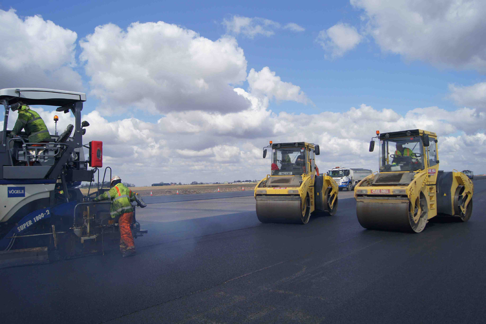 Runway resurfacing at RAF Scampton