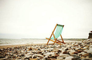 Deck chair on beach