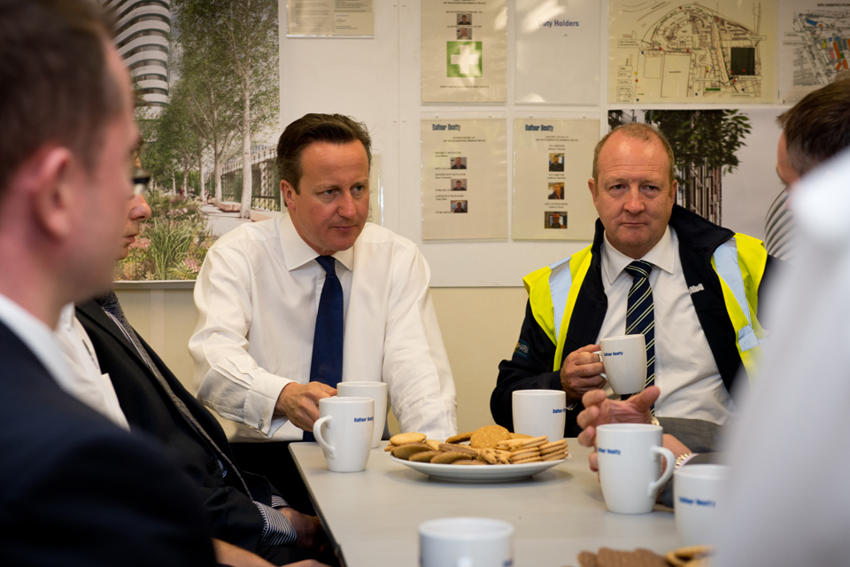 David Cameron at Balfour Beatty's construction site in Westminster