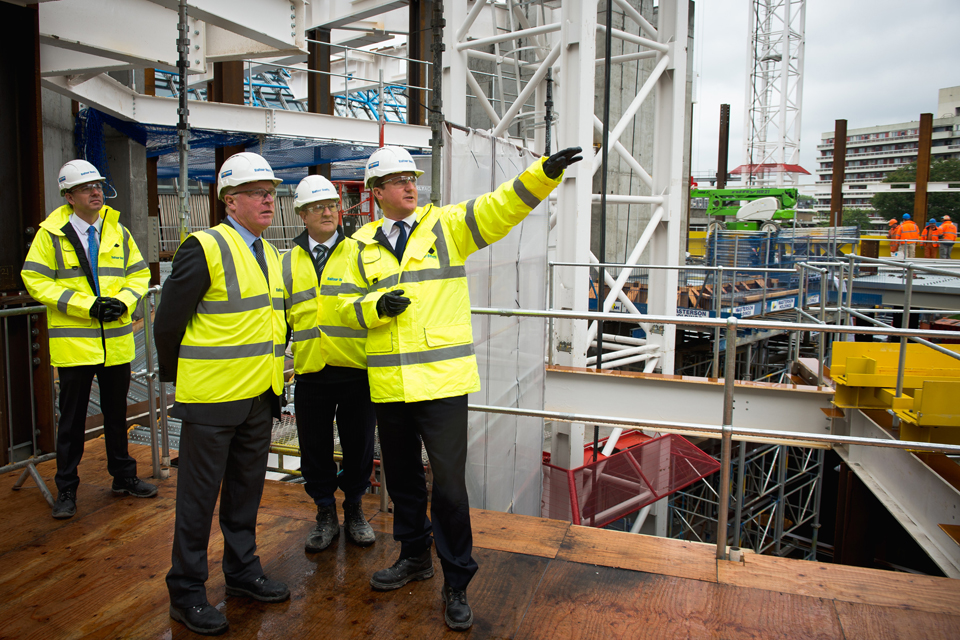 David Cameron at Balfour Beatty's construction site in Westminster