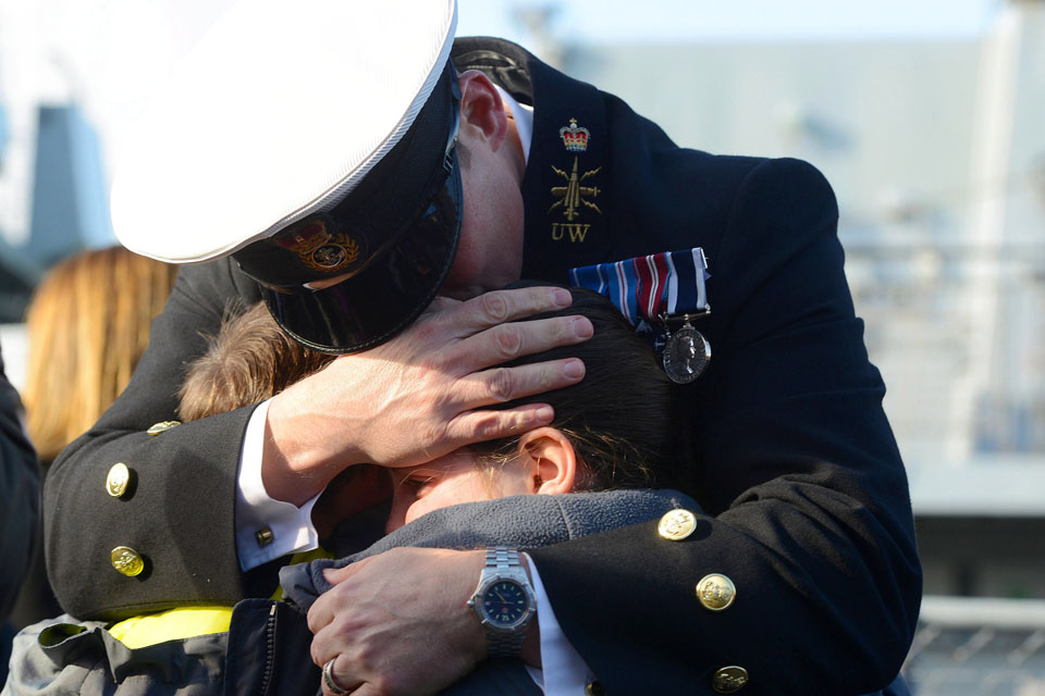 A Royal Navy chief petty officer is reunited with his family