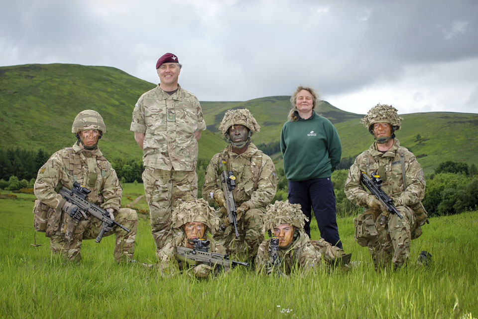 Soldiers with Lieutenant Colonel Peter Hollins and Carol Evans