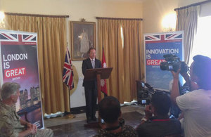 Hugo Swire MP addressed a Press Conference in Kathmandu