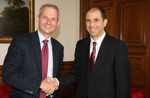 Mr Lidington and Kuderat Ozersay, Turkish Cypriot Chief Negotiati