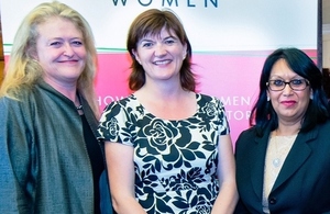 Laura Sandys MP, Nicky Morgan MP and Baroness Verma at the launch of Powerful Women