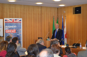 Minister Fallon addressing audience