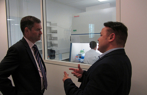 David Gauke talks to a local entrepreneur.