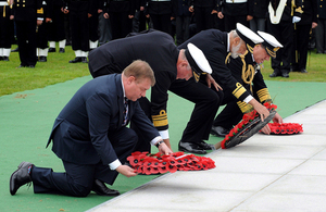 Armed Forces Minister Mark Francois, Vice Admiral John McAnally, Prince Michael of Kent and First Sea Lord Admiral Sir George Zambellas [Picture: Leading Airman (Photographer) Alex Knott, Crown copyright]