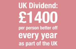 UK dividend £1400 per person better off every year as part of the UK