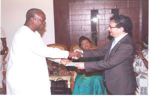 British High Commissioner Jon Benjamin presents his credentials