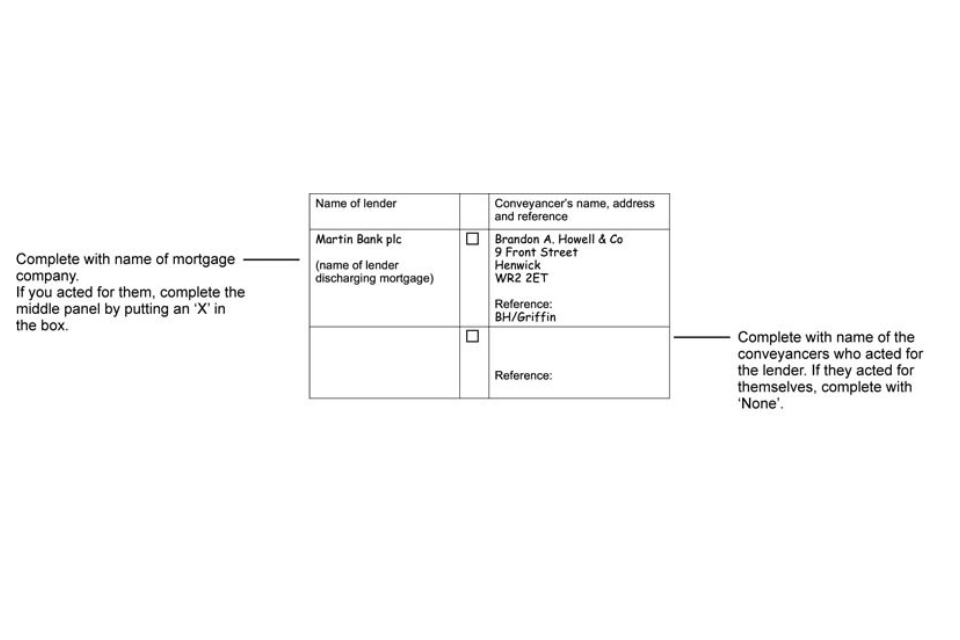 Example of completed form AP1: complete this section where a lender is not represented by a conveyancer