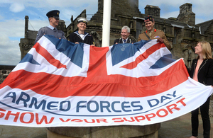 Service personnel prepare to raise the Armed Forces Day flag at Stirling Castle [Picture: Mark Owens, Crown copyright]