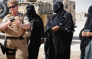 MOD Police Officer Isabella McManus trains female Afghan National Police members to use the Sig Sauer 9mm pistol