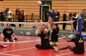 Wounded service personnel play sitting volleyball at the launch of the Invictus Games in 2013 (library image) [Picture: Sergeant Steve Blake, Crown copyright]