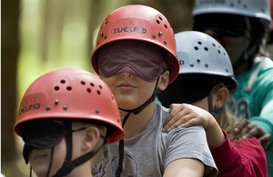 Children at the Ability Outdoors centre in Dalby Forest taking part in confidence and team building activities