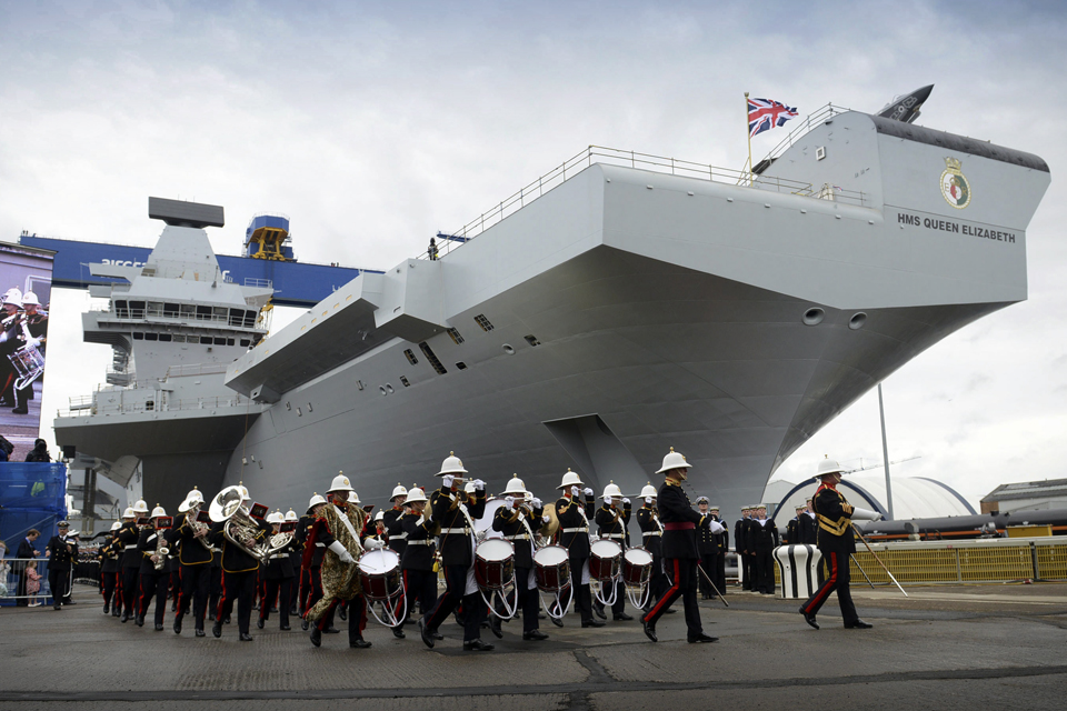 A Royal Marines band at the naming ceremony