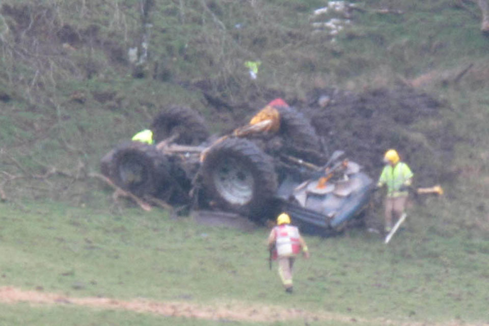 The overturned tractor