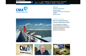 Screenshot of CMA on GOV.UK