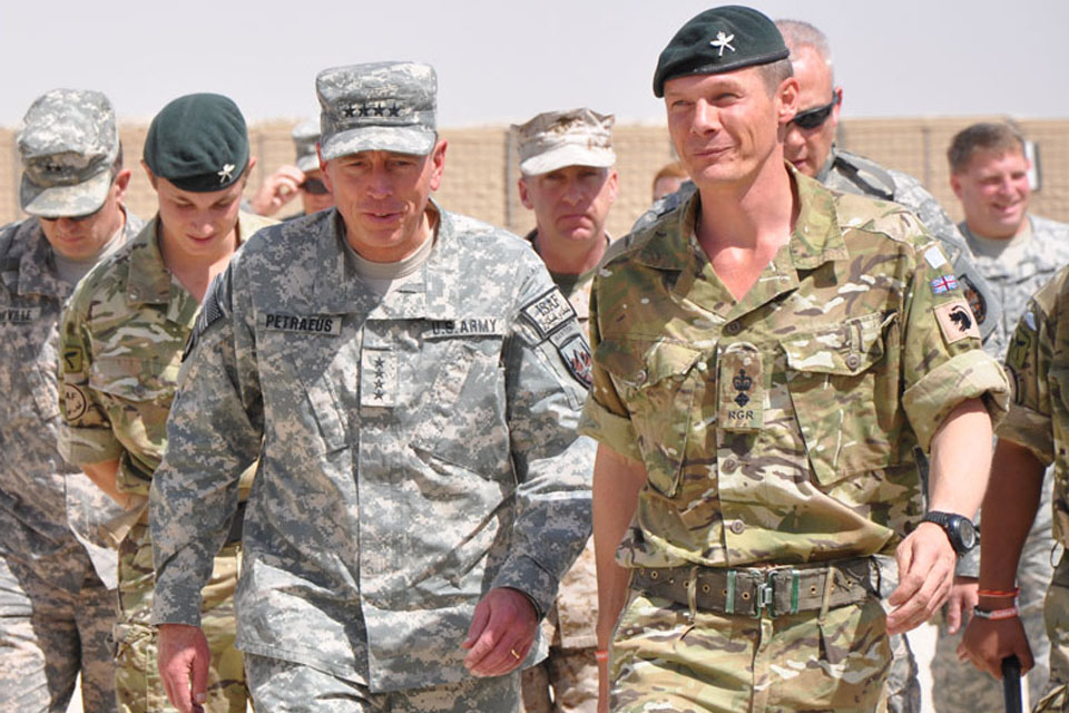 General David Petraeus (left) with Lieutenant Colonel Gerald Strickland in Afghanistan