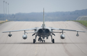 A Royal Air Force Tornado takes off from RAF Marham