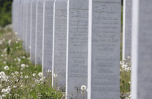 Headstones at the Srebrenica-Potocari Memorial.