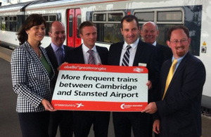 Rail minister Claire Penny at the launch of new services to Stansted Airport