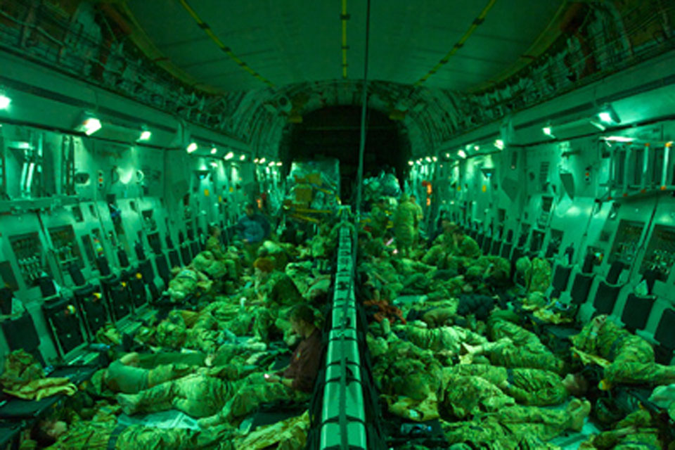 102 troops on board an RAF C17 arriving at RAF Brize Norton on 22 December 2010