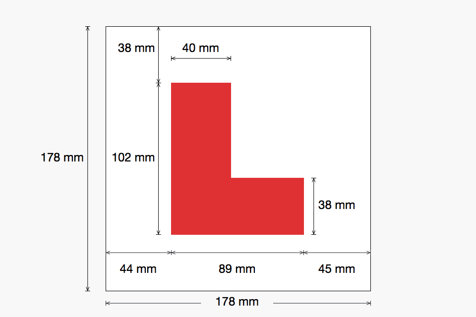 L Plate Sizes Gov Uk