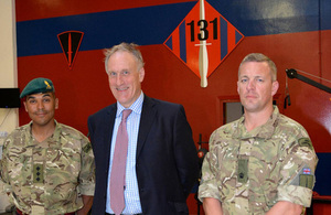 Julian Brazier, Minister for Reserves, with commando engineer reservists [Picture: Crown copyright]