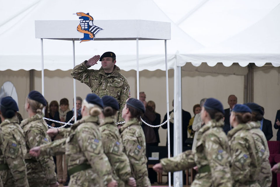 Members of 1 Medical Regiment on parade at the medal presentation event in Munster