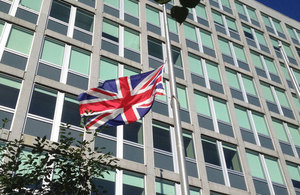 Union flag at half-mast outside British High Commission in Ottawa