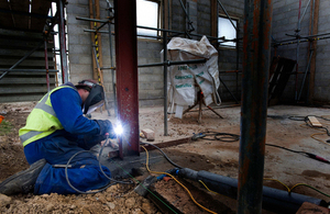 A construction worker carries out structural work at a Ministry of Defence site (library image) [Picture: Babcock Chetwynd Barracks]