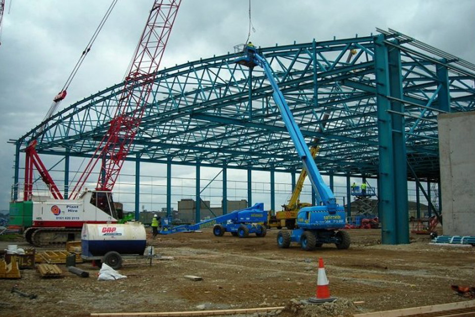 Construction work at a Typhoon aircraft maintenance facility