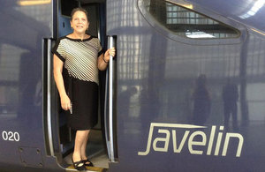 Baroness Kramer aboard a high speed train