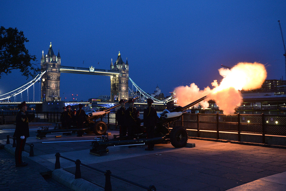 21-gun salute at the Tower of London 