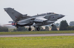 A Tornado GR4 equipped with the Litening III pod taking off from RAF Marham [Picture: Crown copyright]