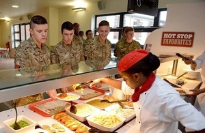 Soldiers at Merville Barracks using the new dining facilities [Picture: Corporal Andy Reddy, Crown copyright]