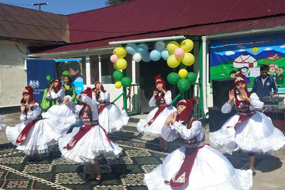 School girls dancing at the opening ceremony