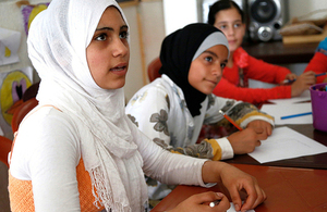 Syrian refugee girls attending a UK-funded counselling session in Lebanon. Picture: Russell Watkins/DFID