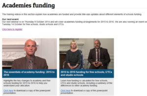 A screen shot of the website containingthe funding training videos