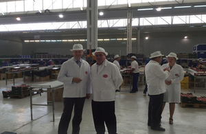 The Ambassador Simon Manley visits a fruit processing facility