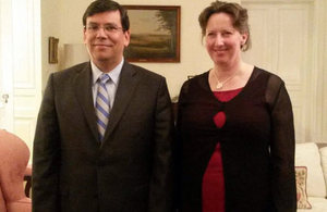 Ambassador Fiona Clouder and Finance Minister Alberto Arenas.