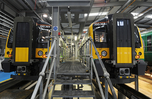 Train carriages being built