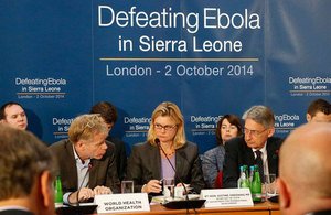 International Development Secretary and Foreign Secretary with representatives at the Defeating Ebola Conference in London. Picture: Jessica Lea/DFID