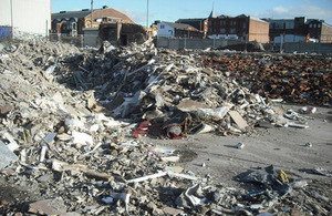Waste built up at the site of the Old Lancashire Dairy Mill at Knowsley St. off Cheetham Hill Rd.