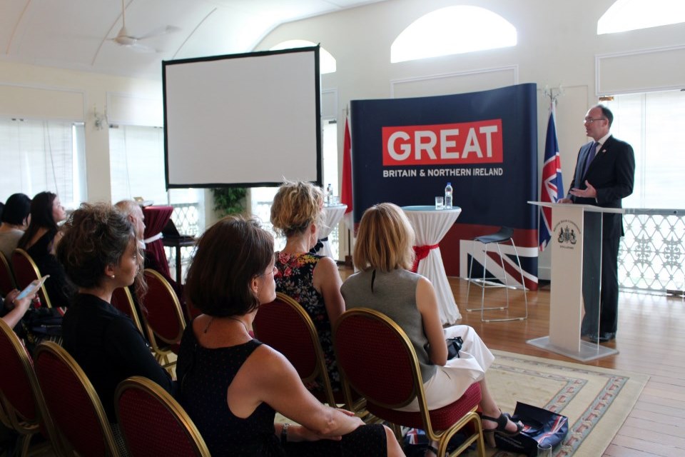 Antony Phillipson, British High Commissioners speaking at the launch of the competition 