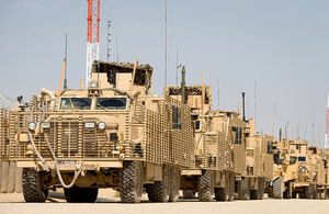 Mastiff vehicles in Camp Bastion [Picture: Corporal Dan Wiepen RLC, Crown copyright]